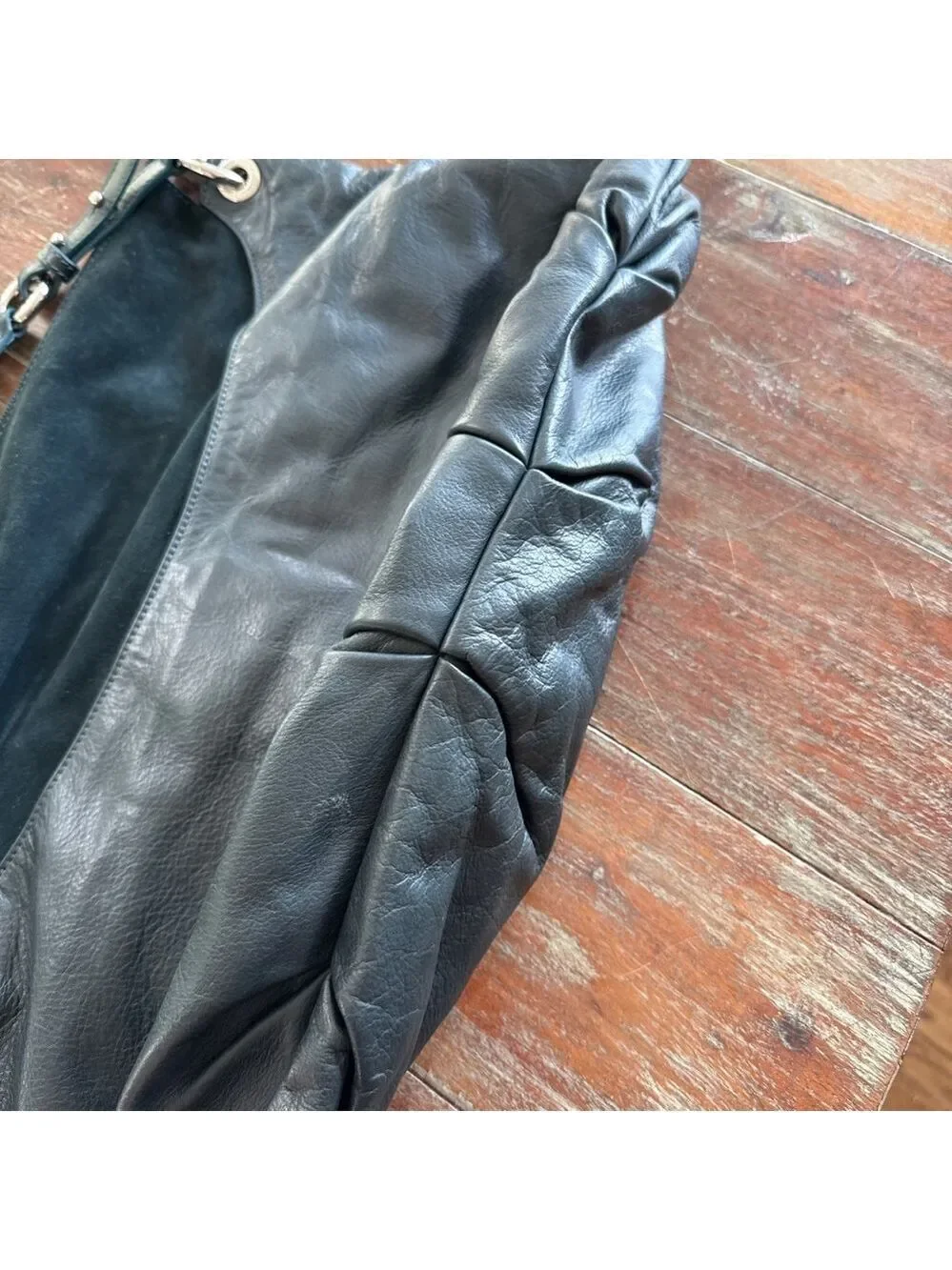 Tosca Blu Emerald Green Leather Suede Silver Hardware Shoulder Bag w/ Dust Bag